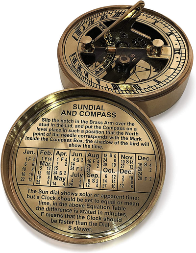 OakiWay Anniversary Brass Sundial Compass with Special Engraved Greeting - Romantic Gift Ideas for Him/Her - Husband Gifts from Wife, Aniversity Gifts for Men