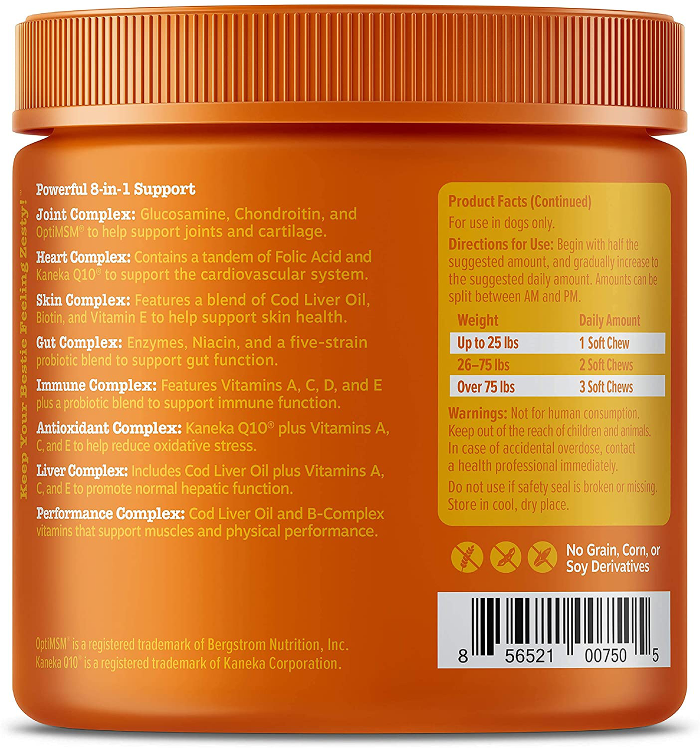 Glucosamine Chondroitin for Joint Support with Omega Fish Oil with Antioxidants and Vitamins for Skin & Heart Health for Dogs