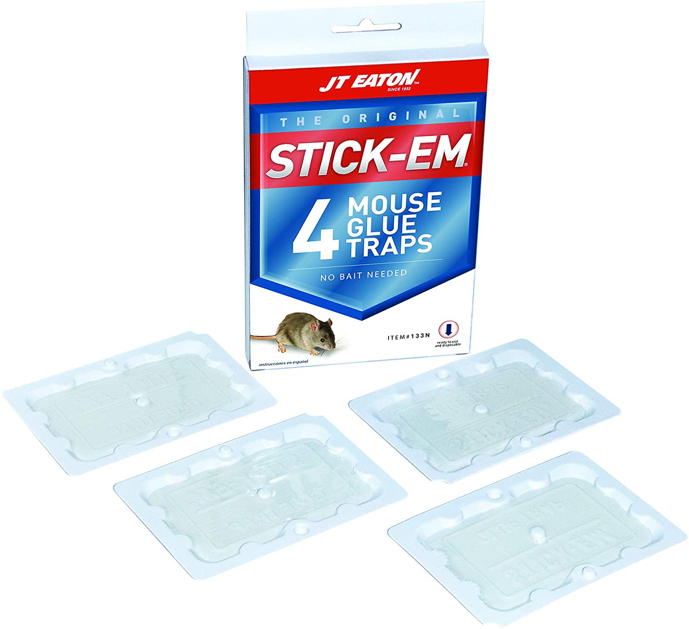 JT Eaton 133N Stick Em Glue Mouse Trap, set of 4