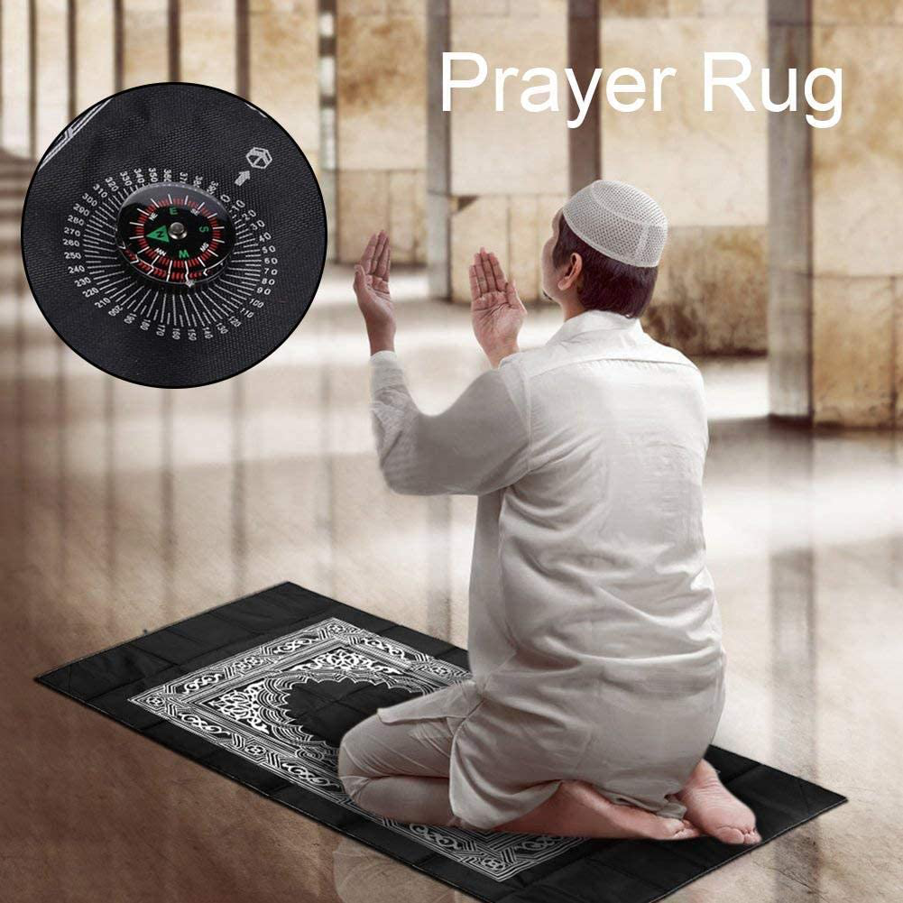 Muslim Prayer Rug with Compass, Muslim Travel Prayer Mat, Compass Islamic Outdoor Prayer Carpet, Islamic Prayer Pad, Portable Muslim Prayer Blanket, Muslim Penguin Bathroom Decor