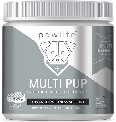 pawlife 5 in 1 Dog Multivitamin (120 Soft Chews) Dog Vitamins Increase Immune System, Mobility & Flexibility - All in One Daily Dog Vitamins & Supplements, Glucosamine, Prebiotic, Postbiotic & Enzymes