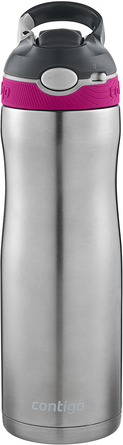 Contigo AUTOSPOUT Straw Ashland Chill Stainless Steel Water Bottle, 20 oz, Sangria AND Stainless Steel Water Bottle | Vacuum-Insulated Water Bottle | AUTOSPOUT Ashland Chill Water Bottle