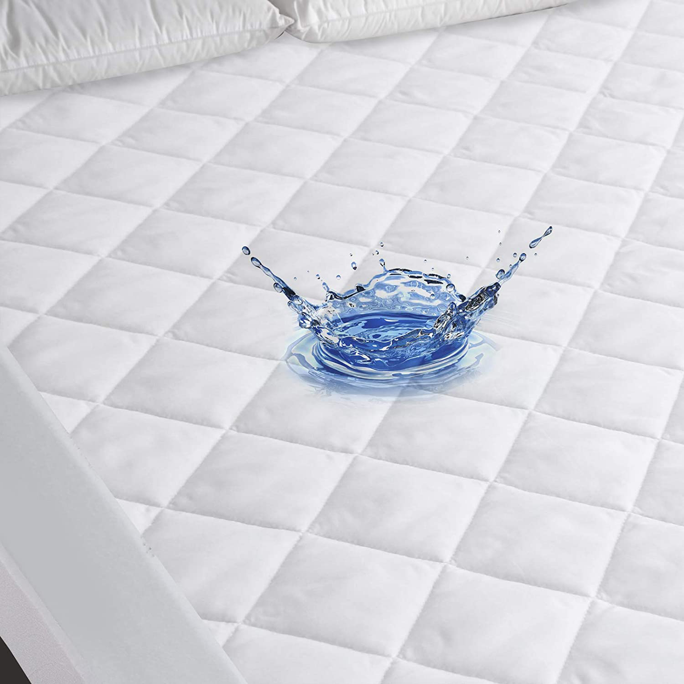 Twin Mattress Pad Protector Waterproof, Breathable Quilted Fitted Mattress Protector, Durable Mattress Cover Down Alternative Filling, Deep Pocket Stretches up to 14 Inch