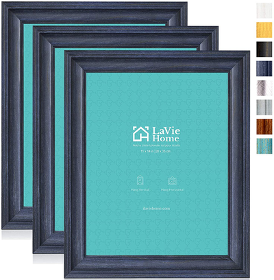 LaVie Home 5x5 Picture Frames (3 Pack, Distressed White Wood Grain) Rustic Photo Frame Set with High Definition Glass for Wall Mount & Table Top Display