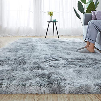 Soft Indoor Modern 4x6.6 Area Rugs Warm Soft Rug for Bedroom Decor Living Room Kitchen Non-Slip Plush Fluffy Comfy Babys Care Crawling Carpet Grey