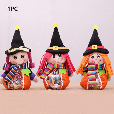 Candy Bag, Portable Home Cute Halloween Decor Candy Bag Witch Shape for Kids Storing Candies, Snacks, Candies, Toys (Braids)