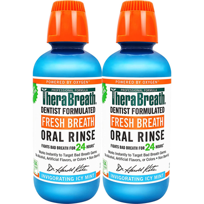 TheraBreath Fresh Breath Dentist Formulated 24-Hour Oral Rinse, Icy Mint, 3 Ounce (Pack of 6)