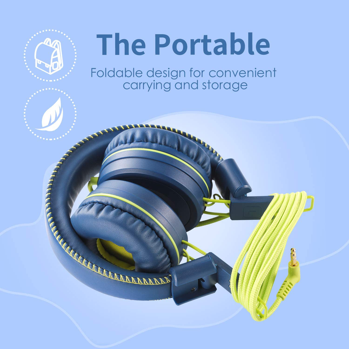 Kids Headphones Wired Headphone for Kids,Foldable Adjustable Stereo Tangle-Free,3.5MM Jack Wire Cord On-Ear Headphone for Children
