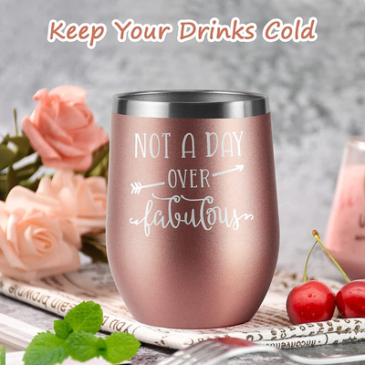 Gifts for Women Birthday Unique, Wife Birthday Gifts from Husband, Insulated Wine Tumblers Rose Gold Stainless Steel with Lid and Keychains Funny Gifts Set for Women Sister Friends Female Anniversary