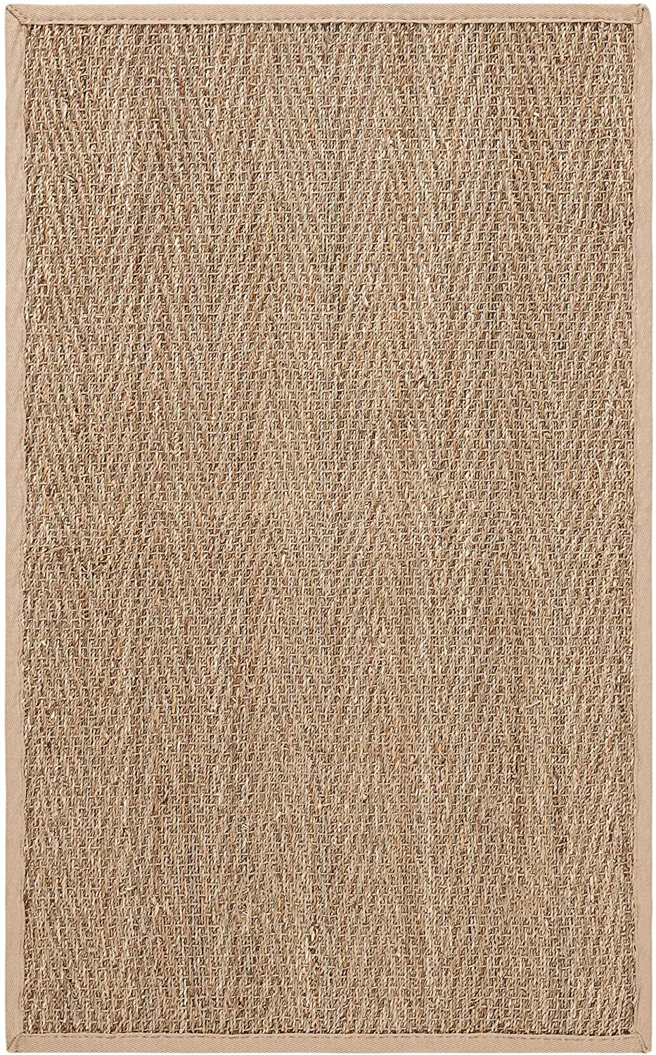 Safavieh Natural Fiber Collection NF115A Border Herringbone Seagrass Accent Rug, 2' x 3', Beige