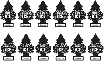 LITTLE TREES Car Air Freshener | Hanging Paper Tree for Home or Car | Black Ice | 12 Pack