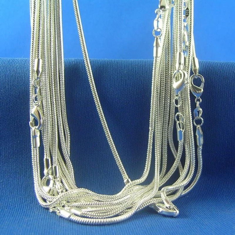 5 Piece Unisex 925 Sterling Silver Snake Chain Necklace
