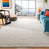 Safavieh Tulum Collection TUL272A Moroccan Boho Tribal Non-Shedding Living Room Bedroom Area Rug, 5' x 5' Square, Ivory / Grey