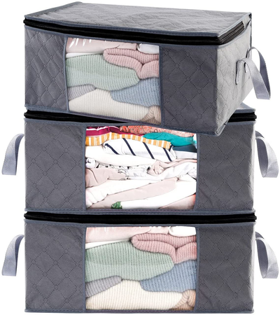 ABO Gear Storage Bins Storage Bags Closet Organizers Sweater Storage Clothes Storage Containers, 3pc Pack