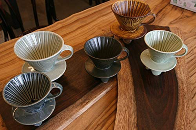 ND New Dripper (Coffee Dripper: Ceramic Dripper, Drip Coffee Maker) - Grayish-Blue Color, 1~2 cups