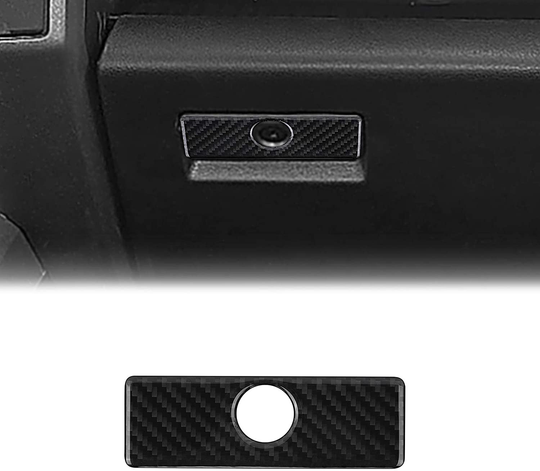 YAMUDA Compatible with Carbon Fiber Car Copilot Storage Box Handle Sticker Interior Accessories for Ford F150 2015 2016 2017 2018 2019 2020 (Black)