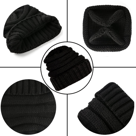 Aneco Winter Warm Knitted Scarf Beanie Hat and Gloves Set Men & Women's Soft Stretch Hat Scarf and Mitten Set