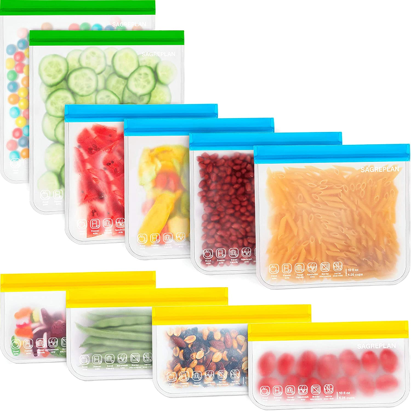 15 Pack Reusable Storage Bags for Food - 3 Sizes