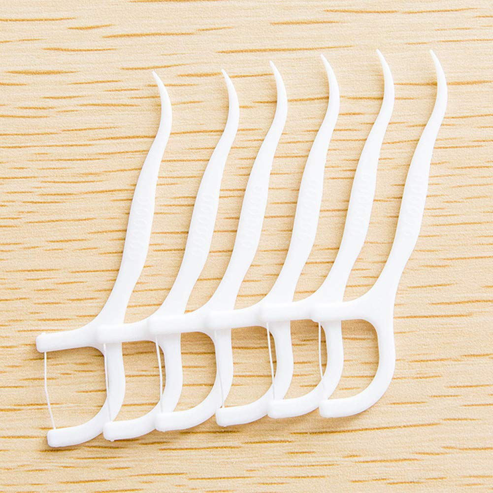 120Pcs/6 Packs Disposable Dental Floss Picks Teeth Flossers Toothpicks Stick Oral Care Tools for Teeth Cleaning, White