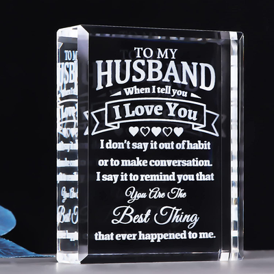 YWHL Wedding Anniversary Romantic Gift for Her, Crystal Engraved Gift for Couples, Love Gift for Wife