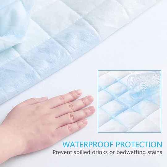 Ruili Cal King Quilted Fitted Mattress Pad, 100% Waterproof Deep Pocket Stretch Up to 21 Inches Mattress Protector Soft Snow Cotton Filling Mattress Cover