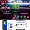 DAYBETTER LED Lights for Car Interior, App Control Car LED Lights Waterproof Design, One Line with 4 Led Strips Color Changing Music Car Lighting with Car Charger DC 12V