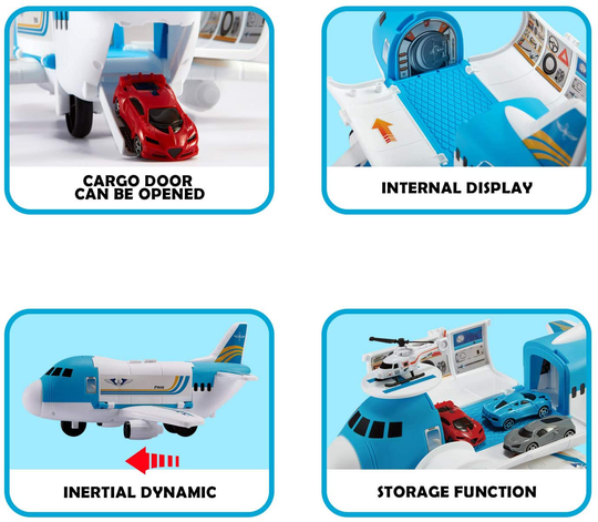 Tuko Transport Cargo Airplane Car Toy Play Set for 3+ Years Old Boys and Girls(Blue)