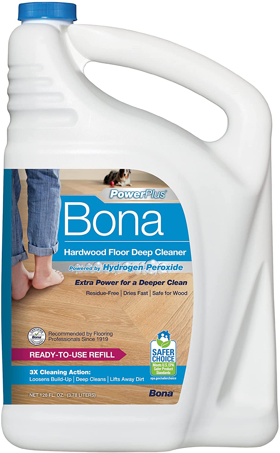 Bona PowerPlus Hardwood Floor Deep Cleaner, Refill-128 Fl Oz