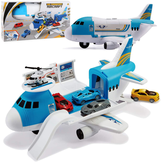 Tuko Transport Cargo Airplane Car Toy Play Set for 3+ Years Old Boys and Girls(Blue)