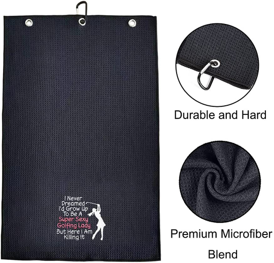DYJYBMY Super Sexy Goifing Lady Funny Golf Towel, Embroidered Golf Towels for Golf Bags with Clip, Golf Gifts for Men Woman, Birthday Gifts for Golf Fan, Retirement Gift, Mom Golf Towel