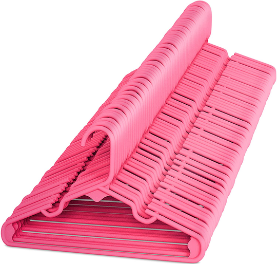 Sharpty Children's Hangers Plastic, Kids Hangers Ideal for Everyday Standard Use, Baby Hangers Kids (Pink, 60 Pack)