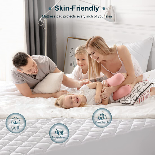 Cal King Size Quilted Fitted Mattress Pad, 100% Waterproof Breathable Mattress Protector,Ultra Soft & Noiseless Mattress Cover with Comfortable Filling Deep Pocket Stretches up to 21"