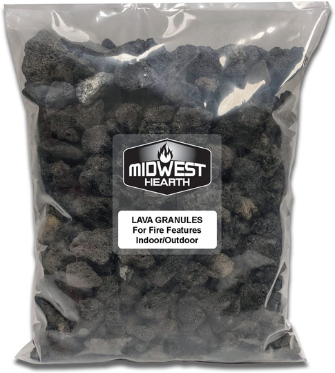 Midwest Hearth Lava Rock for Fire Pits and Gas Log Sets, Black 5/8" to 1-1/2" (10-lb Bag)