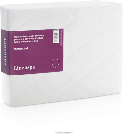 Linenspa Plush Rayon from Bamboo Pillow Top Mattress Pad - Hypoallergenic - Ultra Plush Down Alternative Filled Mattress Topper - Twin , White