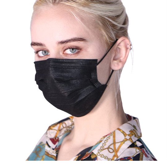 Black Disposable Face Masks, 100 Pack Black Face Masks 3 Ply Filter Protection