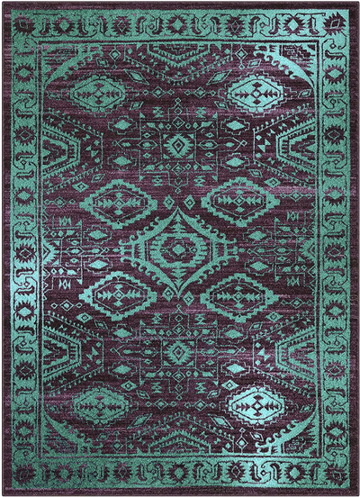 Maples Rugs Georgina Traditional Area Rugs for Living Room & Bedroom [Made in USA], 3'4 x 5, Wineberry/Spa