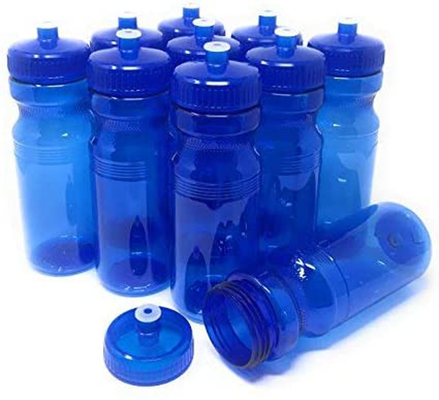 CSBD Clear 24 Oz Sports Water Bottles, 10 Pack, Blank for Customized Branding, No BPA Food Grade Plastic for Fitness, Hiking, Cycling, or Gym Workouts, Made in USA