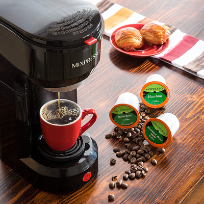 Mixpresso Original Design 2 in 1 Coffee Brewer Pods Compatible & Ground Coffee, Personal Coffee Brewer Machine,Compact Size Mini Coffee Maker, Quick Brew Technology (14 oz) (White)