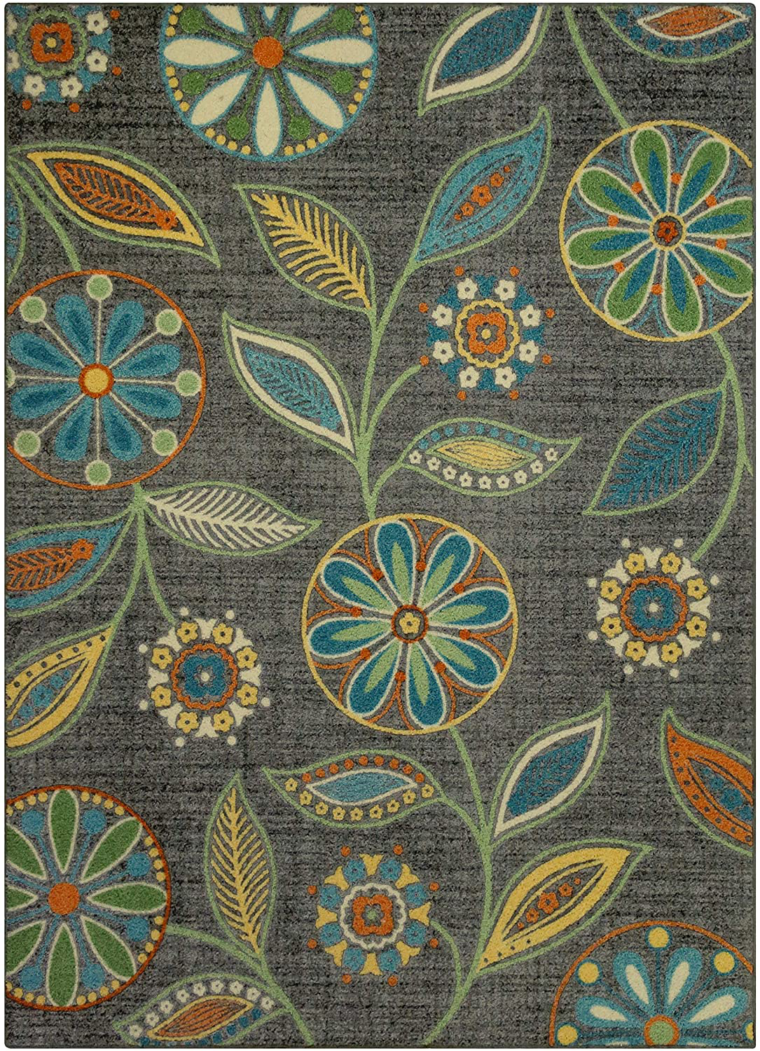 Maples Rugs Reggie Floral Area Rugs for Living Room & Bedroom [Made in USA], 3'4 x 5, Persian Blue