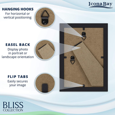 Icona Bay 4x6 Picture Frames (White, 12 Pack), Modern Style Wood Composite Frames Table Top or Wall Mount, Bliss Collection