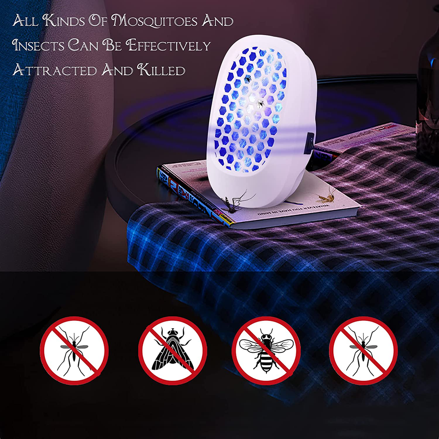 Benooa Bug Zapper with Blue Lights Fly Trap Electronic Insect Killer for Bedroom, Baby Room, Garage 2 Pack