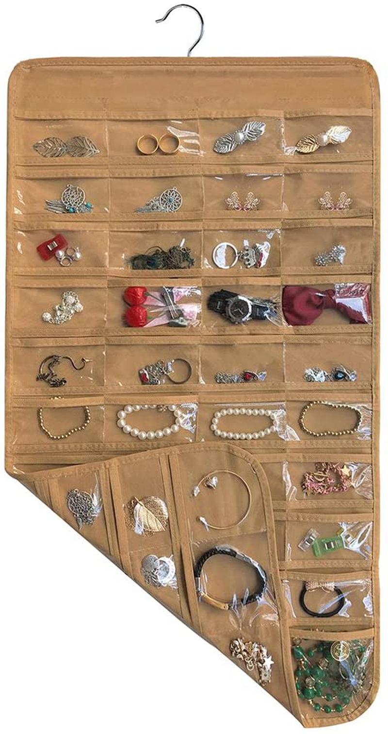 BB Brotrade Hanging Jewelry Organizer,Accessories Organizer,80 Pocket Organizer for Holding Jewelries (Coffee)