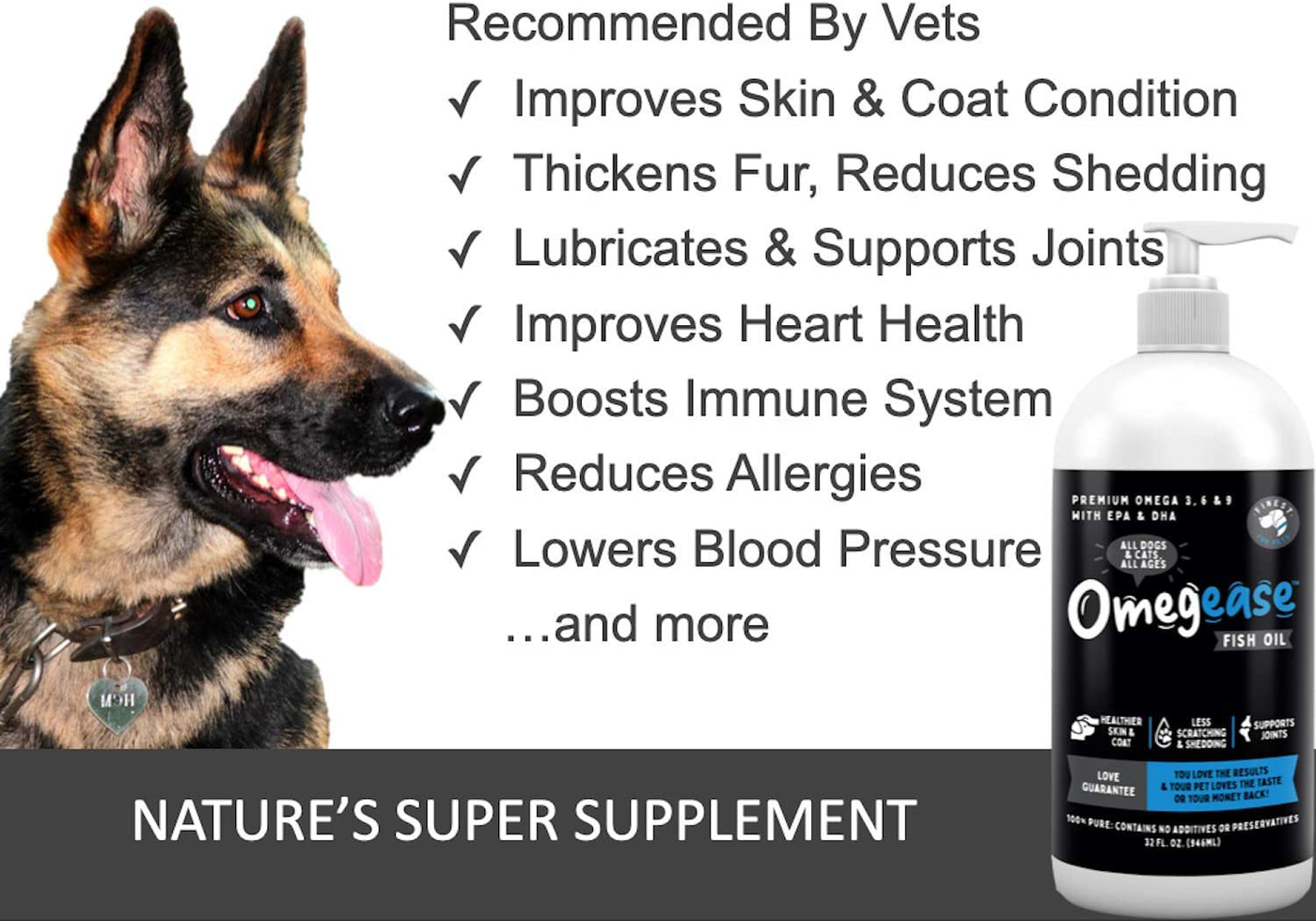 Omegease Omega 3, 6 & 9 Fish Oil for Dogs and Cats, 16 Ounces