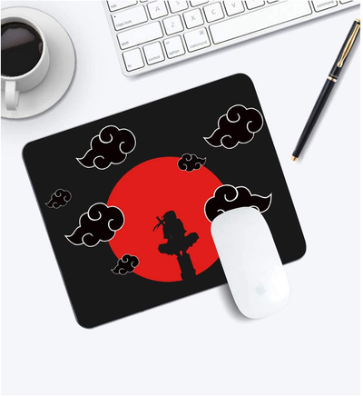 Mouse Pad,Red Moon Cloud Samurai Pattern Seamless Waterproof Gaming Anime Gift Mouse Pad Desk Accessories Non-Slip Rubber Mousepad for Laptop and Computer