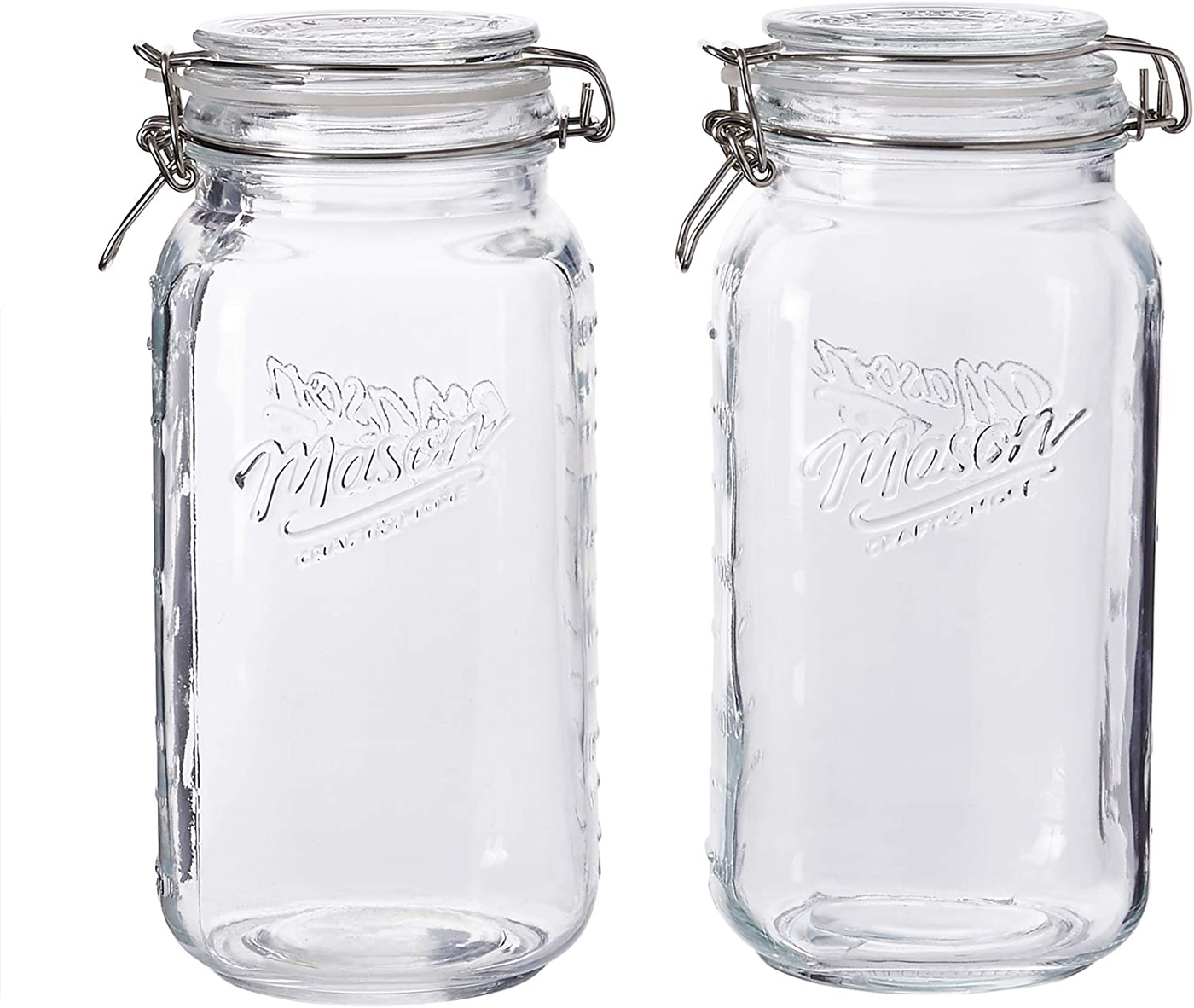Mason Craft & More Clear Glass Clamp Jars, 1 Liter 2PK