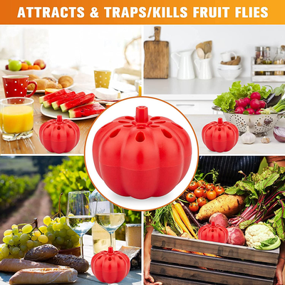 Allinall Fruit Fly Trap,Effective Gnats Trap Indoor Fruit Fly Killer,Easy to Use & Safe Non-Toxic Lure Fly Catcher and Gnat Killer for Indoor/Home/Kitchen/Dining Areas Pumpkin Shape 2 Pack Frosted