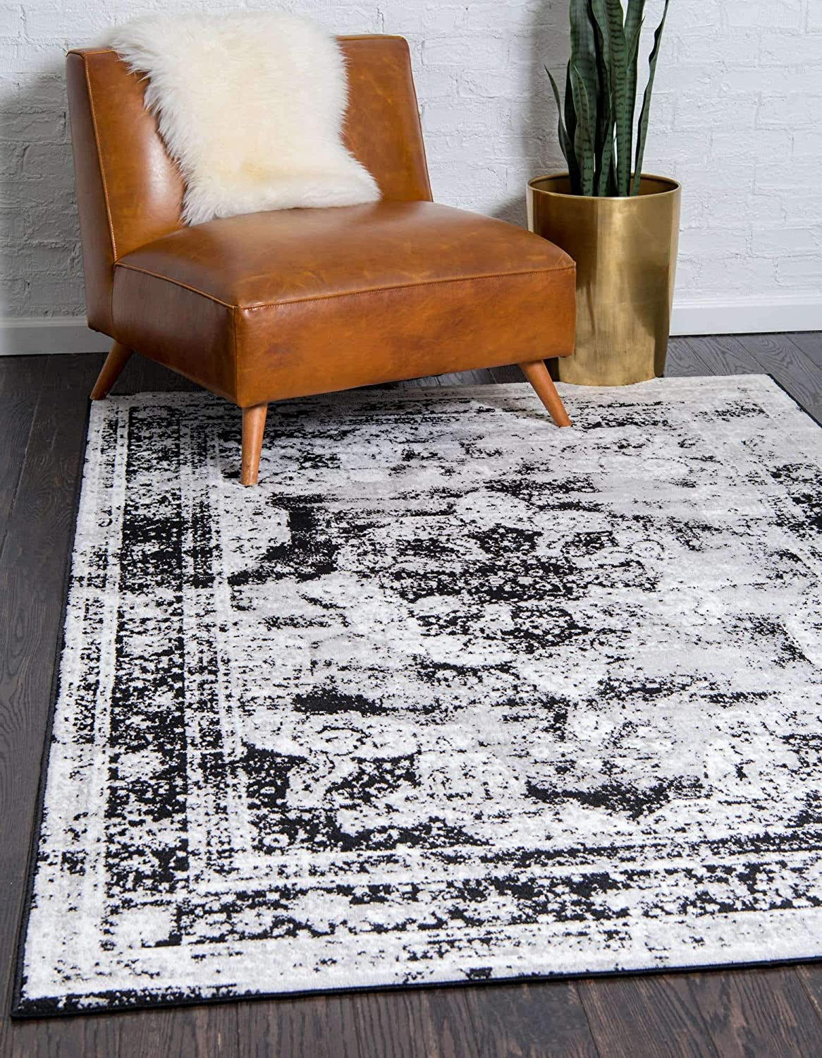Unique Loom Sofia Collection Area Traditional Vintage Rug, French Inspired Perfect for All Home Décor, 5' 0 x 8' 0 Rectangular, Black/Gray