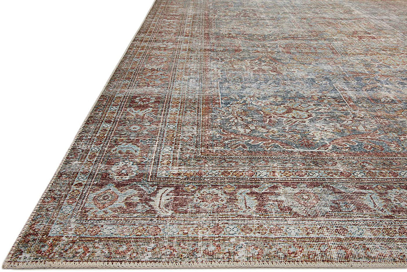 Chris Loves Julia x Loloi Jules JUL-03 Antique / Sky Oriental Area Rug 18" x 18" Sample Swatch