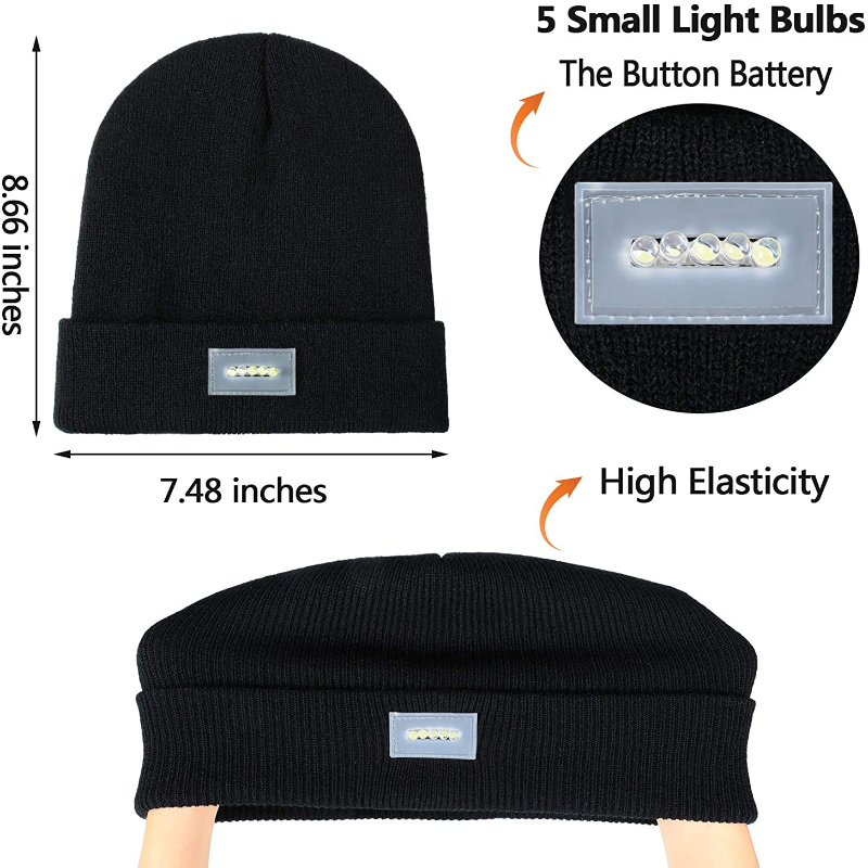 2 Pack LED Knitted Beanie Hats 
