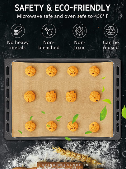 Parchment Paper Sheets Non-Stick Precut 12 x 16 Inch Unbleached Baking Papers for Cookies Steaming Bread Cup Cake Grilling Air Fryer